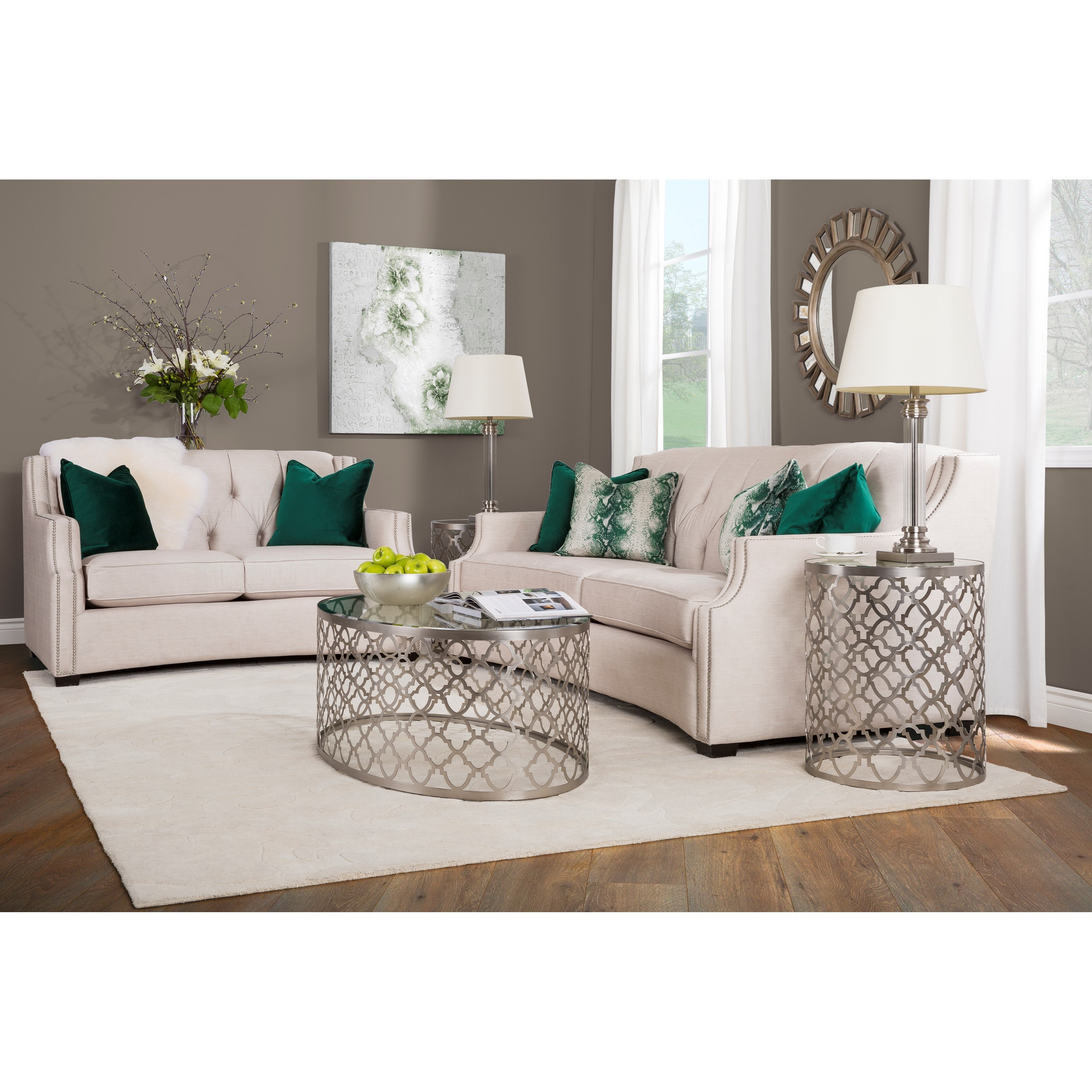 DecorRest 2789 Transitional Tufted Sofa with Scooped Arms and
